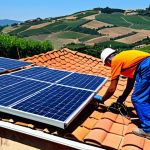 탄소중립 생활을 위한 자가 발전의 장점 - Solar Panel Installation**

"A professional installer in work attire installing solar panels on a te...
