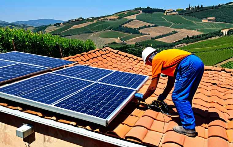 탄소중립 생활을 위한 자가 발전의 장점 - Solar Panel Installation**

"A professional installer in work attire installing solar panels on a te...