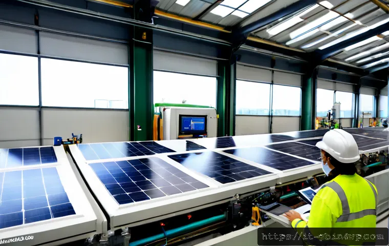 Home 11 탄소중립 생산을 위한 산업 혁신 사례 - Photorealistic Italian advanced manufacturing plant powered by renewable energy, middle-aged enginee...